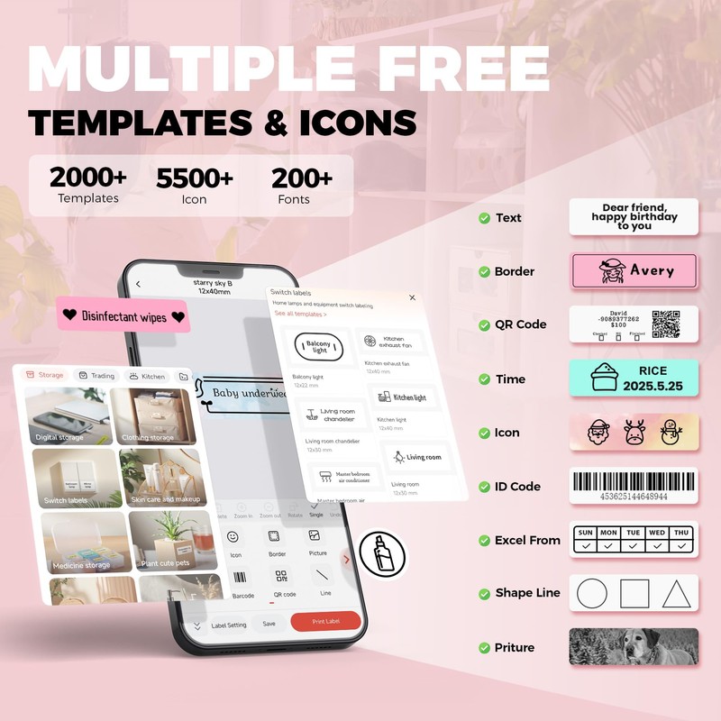 Label Maker Machine with Tape, Label Makers with Multiple Templates,