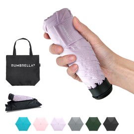 RUMBRELLA Mini Travel Umbrella 39/42 Inch - Compact, Quick Dry & UV Protection with Free Portable Bag, Light Purple