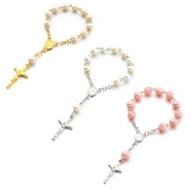 Evil Eye Rosary Bracelet for Women Cross bracelet Gold Catholic Rosary Beads Bracelets Good Luck bracelets Pink Blue Evil Eye Jewelry Gift for Girls Teen