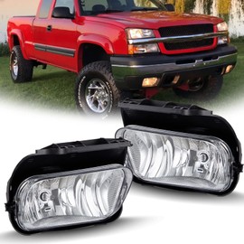 SPIEGEER Fog Lights Assembly For 2003 2004 2005 2006 2007 Chevy Silverado 1500 2500 Replacement Fog Lamps Kit For 2002-2006 Avalanche with H10 12V 42W Halogen Bulb Clear Lens