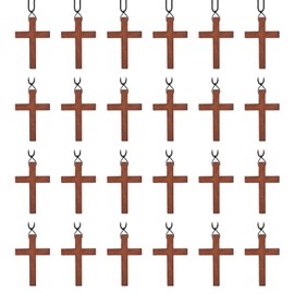 PLKDJDM Wood Cross Necklace Bulk for Easter Bible Verse Party Favor, Wooden Crosses Pendants Necklaces for Christian Gifts,Wooden Crucifix Pendant Necklace for Women and Men