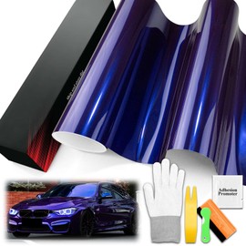 1.6FTx5FT PET Super Gloss Metallic Royal Indigo Blue High Glossy Vinyl Wrap Auto Car Sticker Decal Film Sheet Bubble Free Air Release Technology with Tool Set