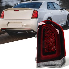 FIONE Full LED Tail Lights Compatible with Chrysler 300C/300 2015-2023Sedan 4Dr Factory Style Black Trim Tail Light Rear Brake Lamp Replacement Right Passenger Side RH