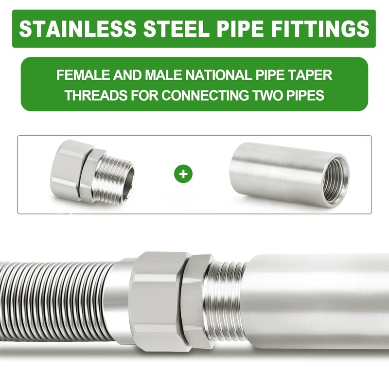 TAISHER 2PCS 304 Stainless Steel Flexible Movable Connector, 1/2" Male