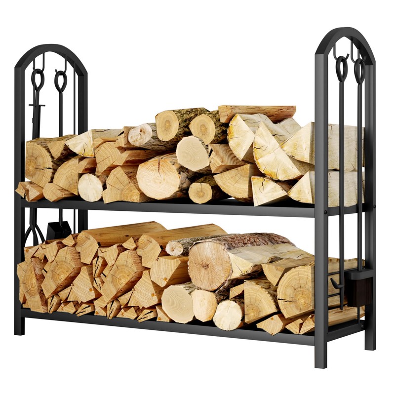 Fire Beauty Fireplace Firewood Log Rack 5-Piece Storage Logs Holder