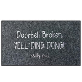 Accssoey Welcome Mat,Doorbell Broken Yell Ding Dong Really Loud Mats for Front Door Mats, with Rubber Backing Doormat Indoor Non Slip Natural Mat Black 30" x 18"