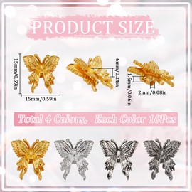 SUNNYCLUE 1 Box 40Pcs Silver Wing Beads Metal Butterfly Bead Bulk Alloy Black Tibetan Style Gold Flying Insect Animal Spacer Beads for Jewelry Making Supplies DIY Crafting Necklace Bracelet Anklet