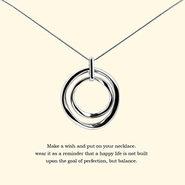 Jiulory Classic Elegant and Simple Circle Necklace, Long Sweater Chain Double Circle Pendant, Statement Necklace With Gold Pendant