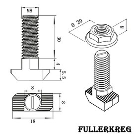 Hammer Screws M8 x 30 for Slot 8 Galvanised Steel 8.8 Pack of 10