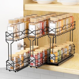 BOIVSHI Pull Out Spice Rack - Heavy Duty Vertical Spice Rack Pull Out, No Drill Install Spice Organizer for Cabinet, Inside Cabinet, Narrow Cabinet, 2.3" W×10.5" D×9.7" H, 3-Pack, Black