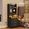 ADORNEVE Tall Night Stand with Charging Station and LED Lights,49.2"
