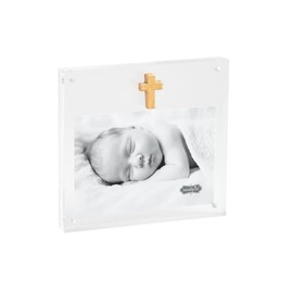 Mud Pie Acrylic Frame With Gold Cross; 6 1/2" x 7"