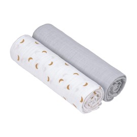 Lässig Baby Swaddle Blanket Burp Blanket Muslin Cotton Soft Pack of 2 120 x 120 cm blue