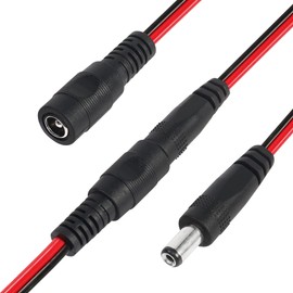 PNGKNYOCN Alligator Clip Jumper Probe to DC 5.5x2.1mm Male and Female Test Wre 18AWG Adapter Red and Black Wire Alligator Clip Test Wire 50 cm for Testing The Circuit (DC Male +DC Female)