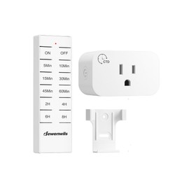 DEWENWILS Wireless Remote Control Outlet with Timer, Indoor Remote Timer Outlet, No Interference No Wiring, 15A/1875W 100FT RF Range, Countdown Light Switch for Lamp, Fan