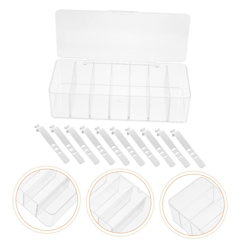 DOITOOL 1set Box Compartments and Cover Transparent Cord Organizer for