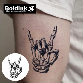 Boldink Temporary Tattoos, semi permanent tattoos, 15-day long lasting tattoo sticker, waterproof and anti-reflective, unique design（Skull Palm）