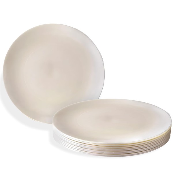 Silver Spoons Opulence Collection Modern Cream Disposable Plastic Salad Plates
