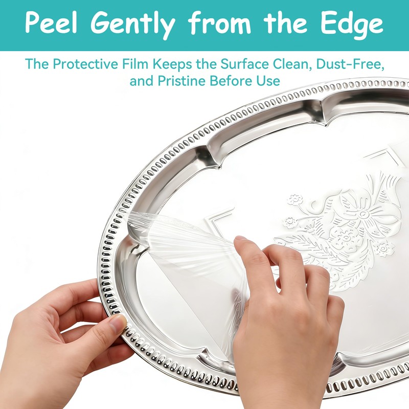 6-Pack Large Silver Serving Trays (16" x 12") – Oval