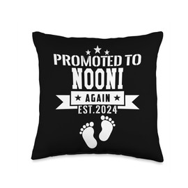 Promoted To NOONI Est.2024 Again Pregnancy Announcement Throw Pillow, 16x16, Multicolor
