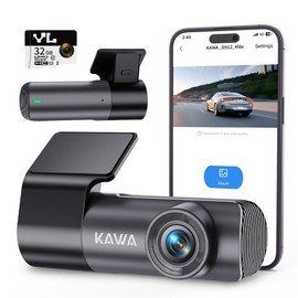 Tiny Dash Cam, KAWA 1296P QHD Mini Car Camera Dash Cam - Smart Voice Control, Transparent Display, Free 64GB TF Card, WDR/3D DNR with Super Night Vision, 24H Parking Mode and G-Sensor, D5