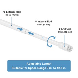 TYRON 4Pcs Thin Spring Tension Rod 9-12.5 Inches, 3/8 in. Diameter, Mini Small Adjustable Tension Curtain Rod No Drill, Window Sash Tension Rods (White)