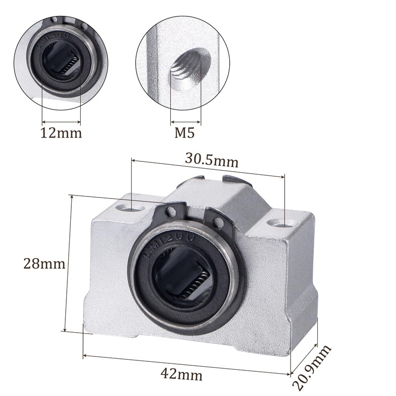 Kozelo 4pcs SCV12UU Linear Slide Block 12mm Bore Steel Linear