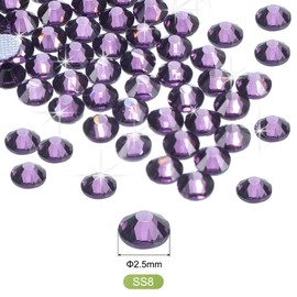 sourcing map 2880 Pcs Hotfix Rhinestones Flatback Crystal Glass Gems Art Rhinestones for Crafts Clothes DIY Decoration(SS8 2.5mm,Purple)