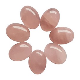 Bacatgem 7 Pcs Rose Quartz Oval Cabochons Flatback Crystal Stone Gemstones Beads for Jewelry Making DIY,18x13mm