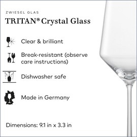 ZWIESEL GLAS Pure Saugivnon Blanc White Wine Glass (Set of 4), Graceful Wine Glasses for White Wine, Dishwasher-Safe Tritan Crystal Glasses, Made in Germany (14 Ounce)