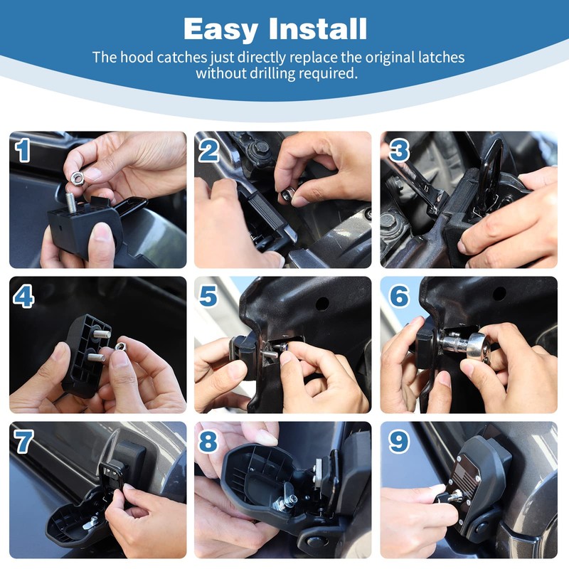 PDKLIN for Jeep JL Hood Latch Hood Catch with Lock
