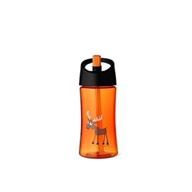 Carl Oscar Funny children's drinking bottle with handle, the bottle can be held upright while drinking 0,35 L in orange