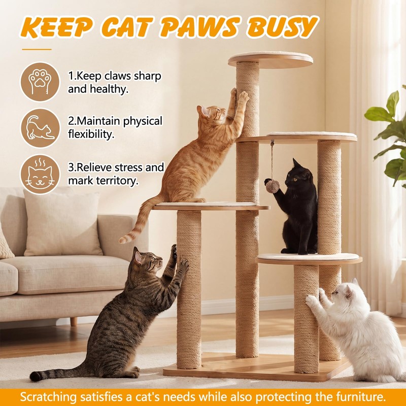 Natural Sisal Rope for Cat Scratching Post, 5/16" x 60