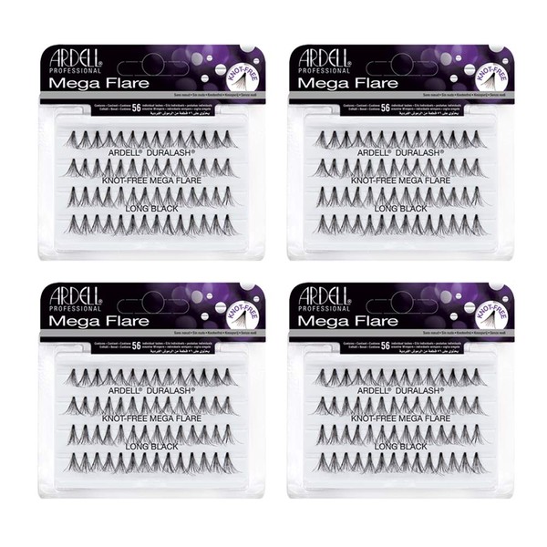 Ardell False Eyelashes Mega Individuals Knot-Free Long Black 4 Pack