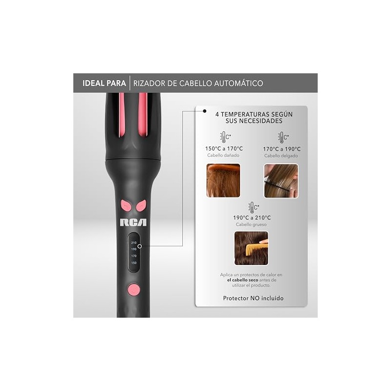 RCA Rizador de Cabello Automático RC-PR con Cubierta Protectora Antiquemaduras,