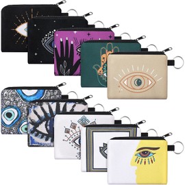 10 Pieces Small Coin Purse for Women Adults, Change Purse Pouch Mini Wallet Coin Bag with Zipper(Devil's Eye Series)