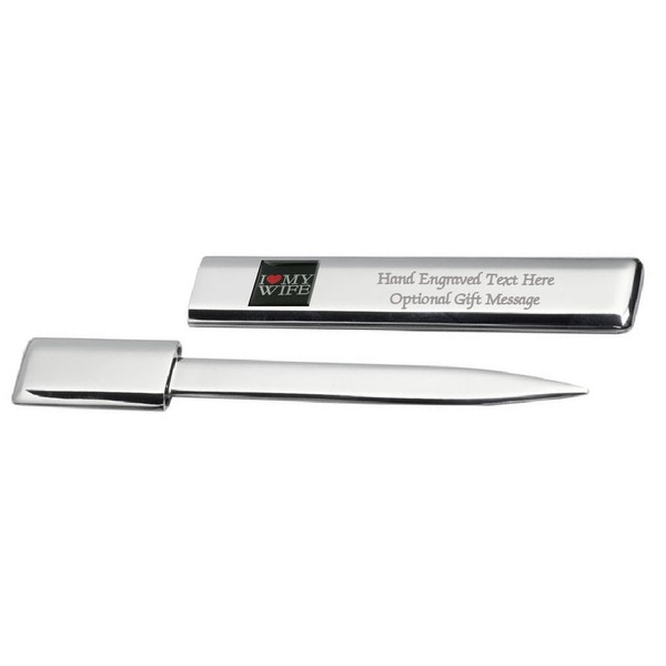 Engraved Post Letter Opener with German Text "Ich liebe meine