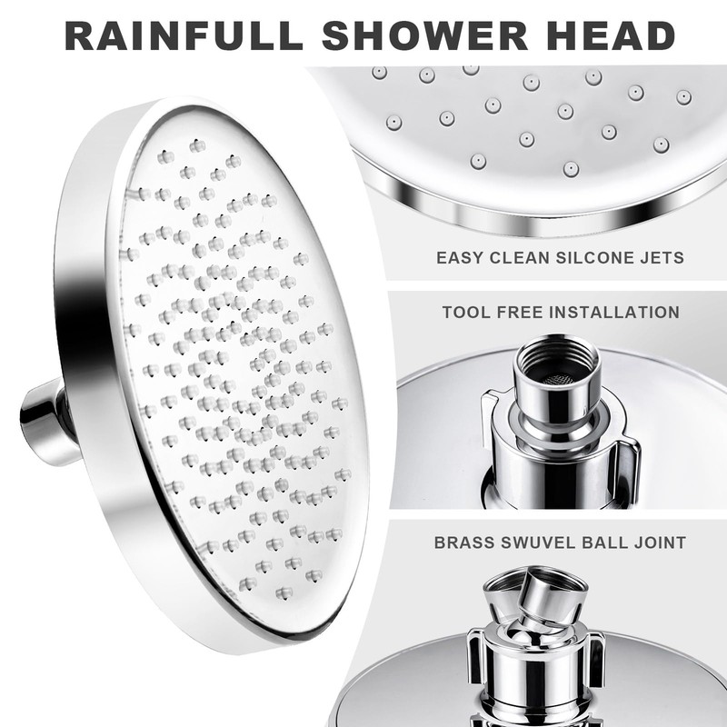 ALEASHA High Pressure Rain Shower Head, 6 Inch 1.8GPM Fixed
