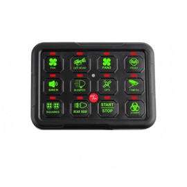 SPJIUQI 12 Button Switch Panel Auxiliary LED Light Control for Jeep SUV ATV UTV Offroad Auto Dimmable Toggle Momentary Pulsed 80A SSR Circuit Control IP65 12 Gang RGB Switch Panel