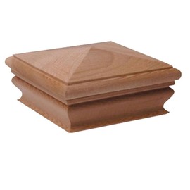 Woodway Pyramid Post Cap, fits 5.5" Post, in Premium Redwood, 1PC