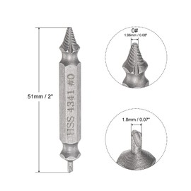 uxcell Damaged Screw Tap Extractor, 0# Chrome Plated High Speed Steel 4341 Stripped Broken Screw Remover, 1.96mm Threaded Tip 1.8mm Drill Bit