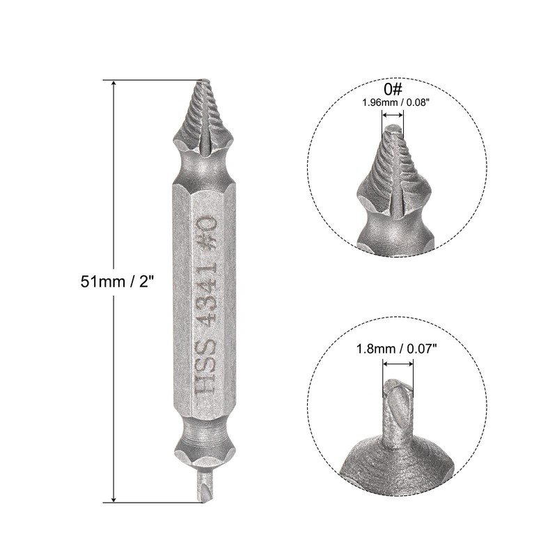 uxcell Damaged Screw Tap Extractor, 0# Chrome Plated High Speed