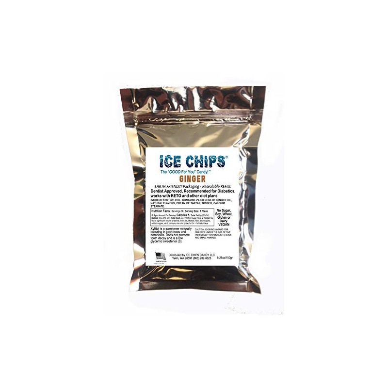 ICE CHIPS Xylitol Candy in Large 5.28 oz Resealable Pouch;