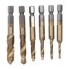 6Pcs Combination Drill Tap Bit 1/4in Hex Shank Spiral Tapping