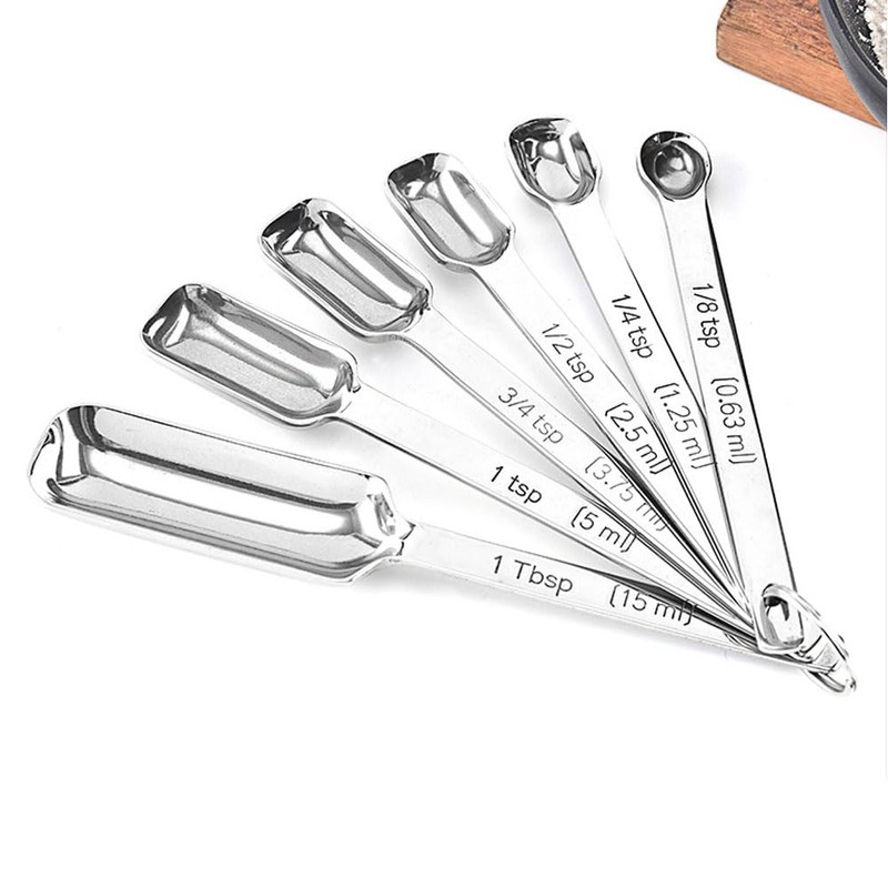 6 Pcs Measuring Spoons, Stainless Steel Rectangle Teaspoon Measuring Spoons