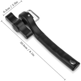 QHFlashbuy Manual Can Opener, Safety Can Opener without Sharp Edges with Non-Slip Handle, 2-in-1 Can Opener for Restaurant and Kitchen (Black)