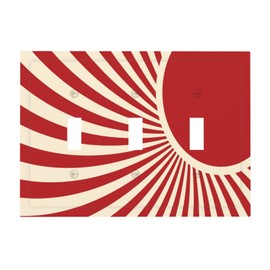 Xuejiaku Decorative Light Switch Cover Boho Red Sun Mid Century Minimalist Sunlight 3 Gang Wall Plate Oversized Triple Toggle Switch Cover Jumbo Electrical Face Plate