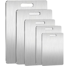 5 Tablas para Picar de Acero Inoxidable 304, Antideslizante Doble, 5 Tallas