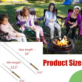 6 Pack Marshmallow Toasting Forks Kit, Barbecue Forks, Extendable Forks, Telescopic Fork, BBQ Fork, Extendable Toasting Fork, Stainless Steel Retractable Outdoor Campfire Roasting Sticks for Hot Dogs