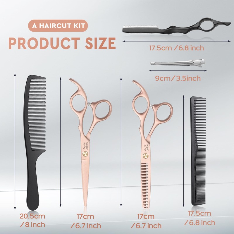 JASON Professional 10-Piece Haircut Scissors Set - 6.7" Thinning/Texturizing Scissors,